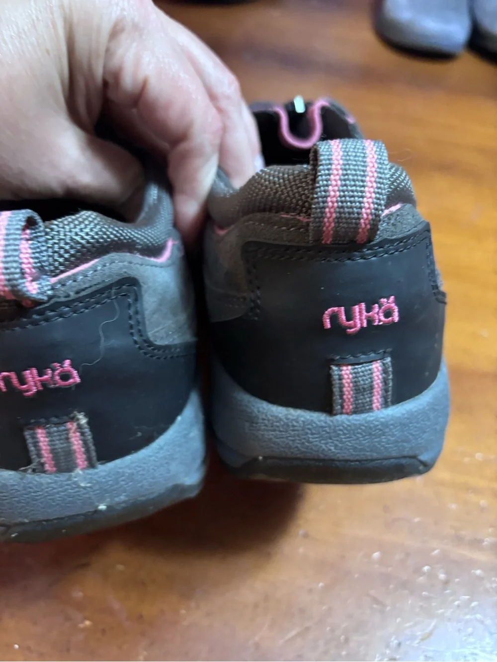 Ryka Women's Grey Slip-On Zipper Athletic Shoes with Pink Stitching 11 Wide